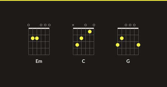 Guitar chord diagrams for Em, C and G - Stringpickr